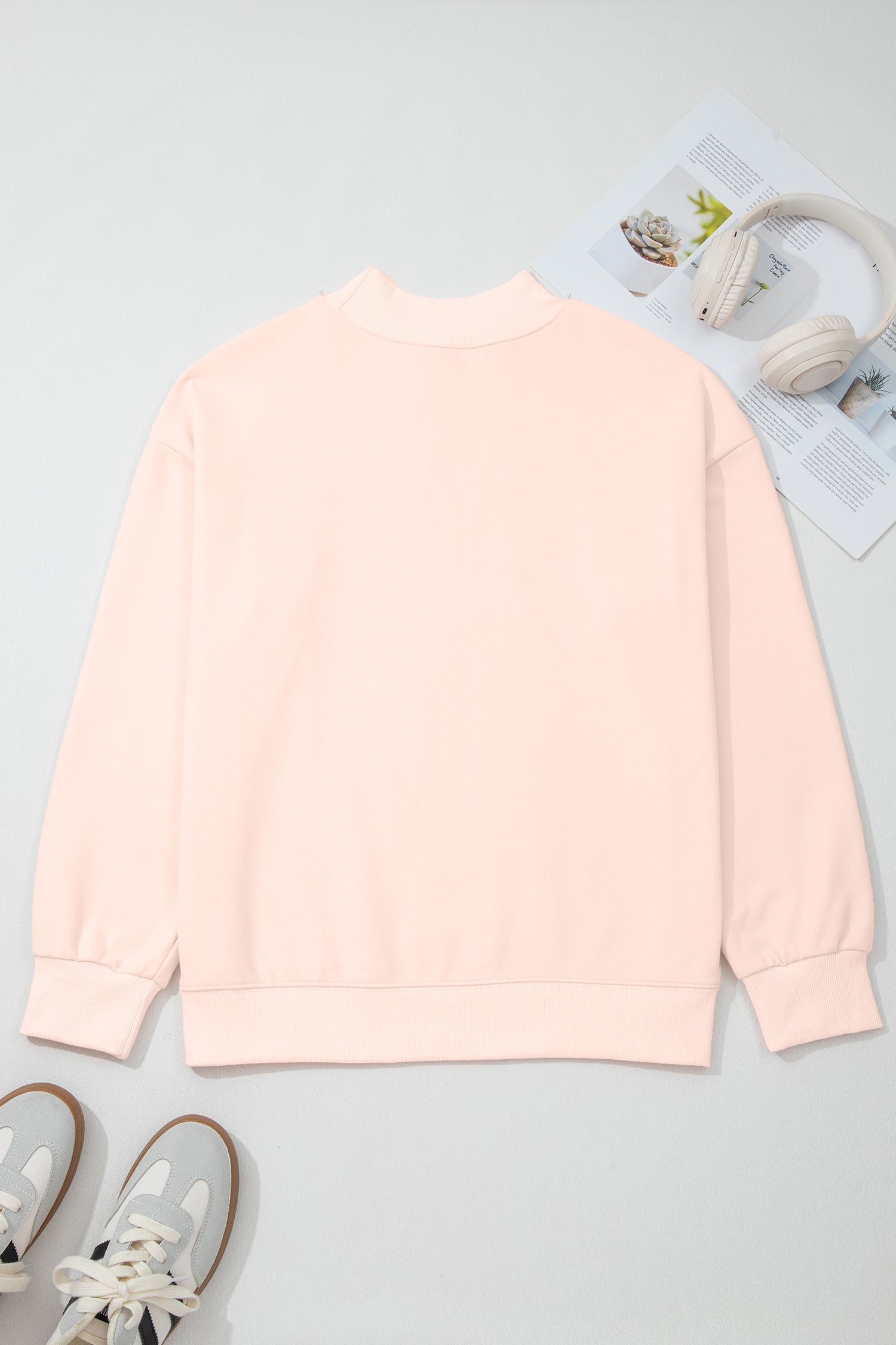 Apricot Pink Happy Easter Playful Letter Printed Sweatshirt